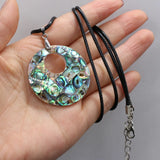 Natural Abalone Shell Necklace Pendant on Leather Cord 2MM for Women