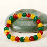 Chalcedony Bracelet Yellow Green Red Round Beads Sweet Romantic Party Jewelry