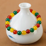 Chalcedony Bracelet Yellow Green Red Round Beads Sweet Romantic Party Jewelry