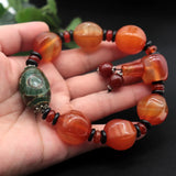 Three Eyes Tibetan Dzi Beads Bracelet Ethnic Style Agate Bead Blessing Jewelry