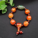 Three Eyes Tibetan Dzi Beads Bracelet Ethnic Style Agate Bead Blessing Jewelry