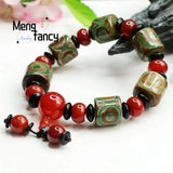 3-eye Pearl Red Agate Bead Bracelet Charm Jewelry Gift