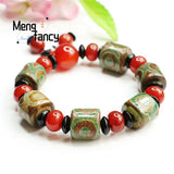 3-eye Pearl Red Agate Bead Bracelet Charm Jewelry Gift