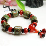 3-eye Pearl Red Agate Bead Bracelet Charm Jewelry Gift
