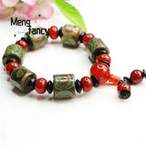 3-eye Pearl Red Agate Bead Bracelet Charm Jewelry Gift
