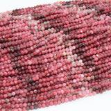 Natural Thulite Faceted Round Beads 3mm