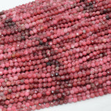 Natural Thulite Faceted Round Beads 3mm