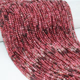 Natural Thulite Faceted Round Beads 3mm