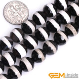 Natural Tibet Agates Faceted Round Beads 15 inch Strand