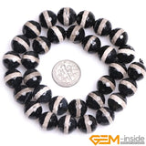 Natural Tibet Agates Faceted Round Beads 15 inch Strand
