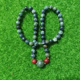 Tibetan Jade Medicine King Stone Buddha Bead Tower Chain Necklace