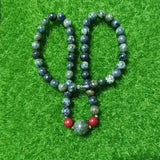 Tibetan Jade Medicine King Stone Buddha Bead Tower Chain Necklace