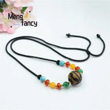 Tibet Tiger Teeth Agate Pendant Necklace National Style Men Women Gift