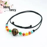 Tibet Tiger Teeth Agate Pendant Necklace National Style Men Women Gift