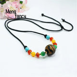 Tibet Tiger Teeth Agate Pendant Necklace National Style Men Women Gift