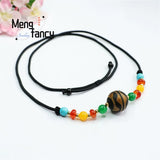 Tibet Tiger Teeth Agate Pendant Necklace National Style Men Women Gift