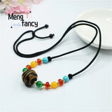 Tibet Tiger Teeth Agate Pendant Necklace National Style Men Women Gift