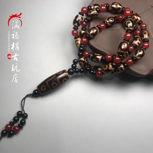 Natural Tibet old mineral Tianzhu three eye nine eye Agate Necklace Pendant