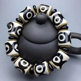 Tibetan Agate Black-and-white Three-eyed Beads Bracelet