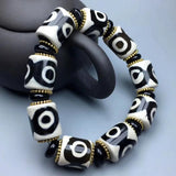 Tibetan Agate Black-and-white Three-eyed Beads Bracelet