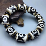 Tibetan Agate Black-and-white Three-eyed Beads Bracelet