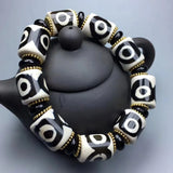 Tibetan Agate Black-and-white Three-eyed Beads Bracelet