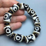 Tibetan Agate Black-and-white Three-eyed Beads Bracelet
