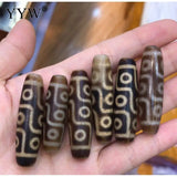 Tibetan Agate Dzi Beads Nine-Eyes Oval 12x44mm