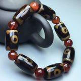 Tibetan Agate Penetration Three Eye Bucket Bead Bracelet