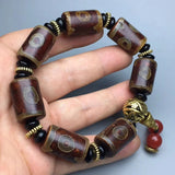Tibetan Agate Three Eye Bead Bracelet