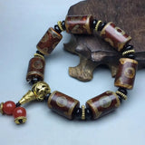 Tibetan Agate Three Eye Bead Bracelet