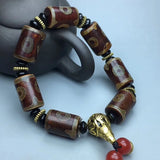 Tibetan Agate Three Eye Bead Bracelet