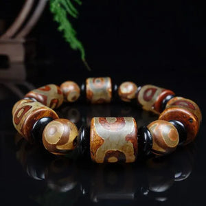 Tibetan Agate Three Eye Bracelet, Ethnic Men's & Women's Bead Bracelet