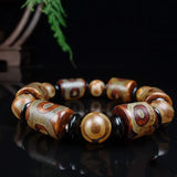 Tibetan Agate Three Eye Bracelet, Ethnic Men's & Women's Bead Bracelet