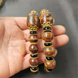 Tibetan Agate Three Eye DZi Bracelet, Ethnic Retro Bracelet