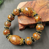 Tibetan Agate Three Eye DZi Bracelet, Ethnic Retro Bracelet