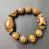 Tibetan Agate Three Eye DZi Bracelet, Ethnic Retro Bracelet