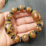 Tibetan Agate Three Eye DZi Bracelet, Ethnic Retro Bracelet