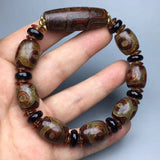 Tibetan Agate Three Eye DZi Bracelet, National Style, Men's and Women's
