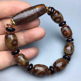 Tibetan Agate Three Eye DZi Bracelet, National Style, Men's and Women's