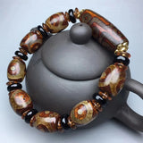 Tibetan Agate Three Eye DZi Bracelet, National Style, Men's and Women's
