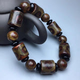 Tibetan Agate 3 Eye Silk Bead Bracelet Men Women