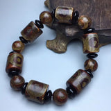 Tibetan Agate 3 Eye Silk Bead Bracelet Men Women