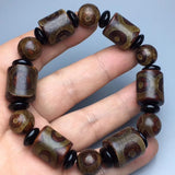 Tibetan Agate 3 Eye Silk Bead Bracelet Men Women