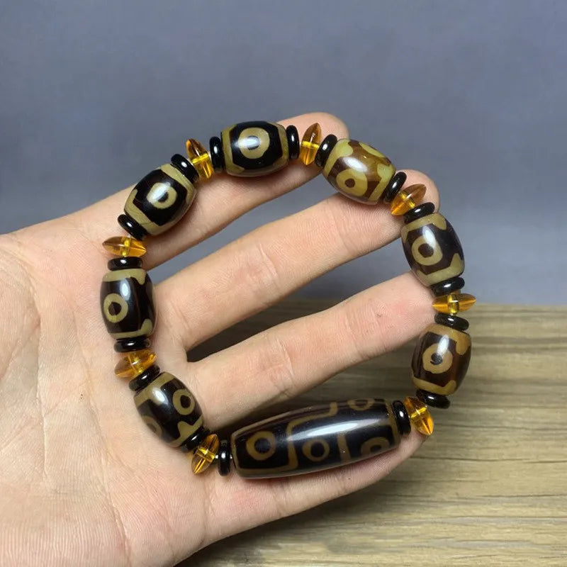 Tibetan Agate 3 Eye & 9 Eye DZi Bracelet Men's & Women's Ethnic Style