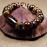 Tibetan Agate 3 Eye & 9 Eye DZi Bracelet, National Style Bracelet