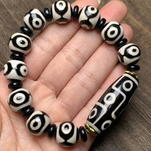 Tibetan Agate 3 & 9 Eye DZi Bracelet, Men's & Women's National Style