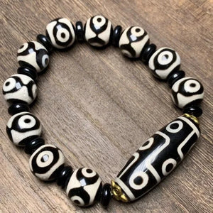 Tibetan Agate 3 & 9 Eye DZi Bracelet, Men's & Women's National Style