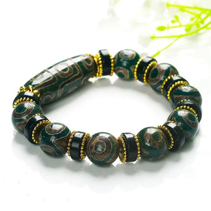Tibetan Agate 3 Eye & 9 Eye DZi Bracelet, Men's & Women's National Style