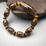 Tibetan Agate Three Eye Nine Eye DZi Bracelet Men Women National Style Jewelry